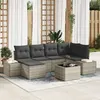 Image de Ensemble de 7 pièces de Canapé de Jardin avec Coussins Gris Poly Rotin