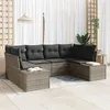 Image de Ensemble de canapé de jardin 6 pièces avec coussins gris en poly rotin