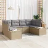 Image de Ensemble de canapés de jardin 6 pièces avec coussins Beige Poly Rattan