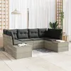 Image de Ensemble de Canapés de Jardin de 6 Pièces avec Coussins Gris Clair Rattan PE
