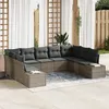 Image de Canapé de jardin 9 pièces avec coussins en poly rattan gris