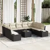 Image de Ensemble de canapé de jardin 9 pièces avec coussins poly rattan marron