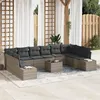 Image de Ensemble de canapé de jardin de 10 pièces avec coussins Noir Poly Rattan