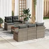 Image de Ensemble de canapé de jardin 6 pièces avec coussins gris en poly rotin en acacia