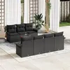 Image de Ensemble de 8 Canapés de Jardin avec Coussins en Noir Poly Rattan