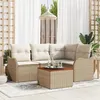 Image de vidaXL Ensemble de Canapé de Jardin 5 Pièces avec Coussins Beige en Rattan Poly Acacia 3347449