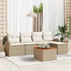 Image de Ensemble de Sofa de Jardin 6 Pièces avec Coussins Beige Rattan Acacia