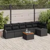 Image de Ensemble de Canapés de Jardin 7 pièces coussins noirs poly rattan acacia