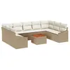 Image de Salon de jardin Vidaxl rotin beige 10 pieces