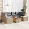 Image de Ensemble de canapé de jardin 7 pièces avec coussins beige poly rattan acacia