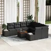 Image de Ensemble de canapé de jardin 9 pièces avec coussins en poly rattan noir et acacia