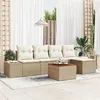 Image de Ensemble de canapés de jardin 6 pièces avec coussins Beige Rotin Synthétique Acacia