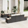 Image de Ensemble de Canapés de Jardin de 6 pièces avec Coussins Noir Poly Rattan Acacia