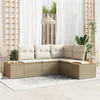 Image de Ensemble de canapés de jardin 4 pièces avec coussins Beige Poly Rotin Acacia