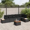 Image de vidaXL Canapé de Jardin 7 Pièces avec Coussins Noir Rattan Poly Acacia 3348099
