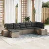 Image de Ensemble de canapé jardin 7 pièces avec coussins gris poly rotin acacia