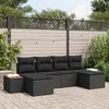 Image de vidaXL Set de 6 pièces de canapé de jardin avec coussins Noir Poly Rotin Acacia 3348139
