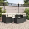 Image de Ensemble canapé jardin 7 pièces avec coussins Noir Rattan