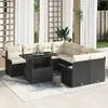 Image de Ensemble de 9 pièces de canapé de jardin avec coussins en rattan noir poly