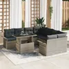 Image de Set de canapé de jardin 9 pièces avec coussins gris clair en poly rattan