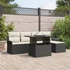 Image de vidaXL Ensemble de Canapé de Jardin de 6 pièces avec Coussins en Poly Rattan Noir 3348263
