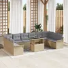 Image de Ensemble de Canapés de Jardin 11 Pièces avec Coussins Beige Rattan Poly