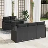Image de Ensemble de Canapés de Jardin 6 Pièces avec Coussins Rattan Synthétique Noir 3348379