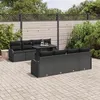 Image de Ensemble de Canapé de Jardin 9 pièces vidaXL avec Coussins en Rattan Poly Noir 3348429