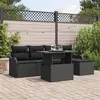 Image de Ensemble de Canapé de Jardin 6 pièces vidaXL avec Coussins en Rotin Poly Noir, Canapé de Jardin 2 Places vidaXL 3348449