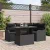 Image de Ensemble de Canapé Jardin 5 Pièces avec Coussins Rattan Polyéthylène Noir, Canapé de Jardin 2 Places avec Coussins Rattan Polyé