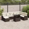 Image de Ensemble de canapés de jardin de 9 pièces avec coussins marron en poly rattan, Canapé de jardin 2 places avec coussins 3348514