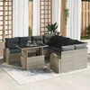 Image de Ensemble de canapé de jardin 9 pièces avec coussins en poly rotin gris clair
