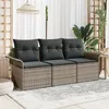Image de Ensemble de canapé de jardin de 3 pièces avec coussins gris en poly rattan, Canapé de jardin de 2 places avec rangement et 3353888