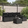 Image de Ensemble de canapé de jardin 6 pièces avec coussins Beige Rotin Synthétique, Canapé de jardin 2 places avec rangement et coussi