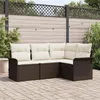Image de Ensemble de canapé de jardin 4 pièces avec coussins en poly rotin marron, Canapé de jardin 2 places avec rangement et 3354007
