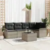 Image de vidaXL Ensemble de canapé de jardin 6 pièces avec coussins gris poly rattan 3354041