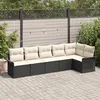 Image de Ensemble de canapé de jardin 6 pièces avec coussins en poly rattan noir, Canapé de jardin 2 places avec rangement 3354046