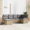 Image de Canapé de jardin 6 pièces avec coussins beige poly rotin, Canapé de jardin 2 places avec rangement et coussins beige poly 3354099