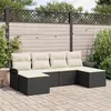 Image de Ensemble de 6 pièces de canapés de jardin avec coussins Noir Poly Rotin, Canapé de jardin 2 places avec rangement 3354136