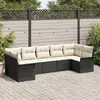 Image de Ensemble de canapé de jardin de 7 pièces avec coussins en poly rattan noir, Canapé de jardin deux places avec rangement et cous