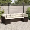 Image de Ensemble canapé jardin vidaXL 7 pièces avec coussins marron poly rotin, Canapé jardin 2 places vidaXL avec rangement et 3354177