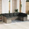 Image de Ensemble de Canapé de Jardin 9 pièces avec Coussins Gris Rattan Poly
