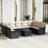 Image de Ensemble de canapé de jardin 9 pièces avec coussins en poly rotin marron, Canapé de jardin 2 places avec rangement et 3354196