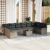 Image de Ensemble de canapé de jardin de 10 pièces avec coussins en rotin synthétique noir, Canapé de jardin de 2 places avec rangement
