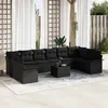 Image de Set de Canapé de Jardin 11 Pièces avec Coussins Beige Rotin Poly, Canapé de Jardin 2 Places avec Rangement et Coussins Noir Rot