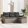 Image de Set 4 Pièces Canapé Jardin avec Coussins en Poly Rotin Gris 3354318