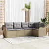 Image de Ensemble de canapé de jardin 5 pièces avec coussins beige en rattan, Canapé de jardin 2 places avec rangement et coussins 3354369