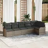 Image de Ensemble de canapé de jardin 6 pièces avec coussins en rotin poly gris, Canapé de jardin 2 places avec rangement & coussins 3354388