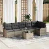 Image de Ensemble de canapés de jardin 6 pièces avec coussins en rotin synthétique noir 3354398