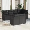 Image de Ensemble de canapé de jardin 7 pièces avec coussins Noir Rotin synthétique, Canapé de jardin 2 places avec rangement 3354412